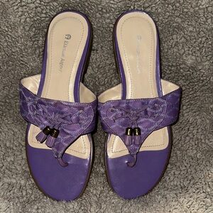 Etienne Aigner Purple Thong Sandals with Tassel Accents